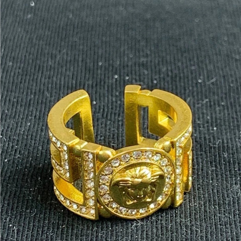 Versace Gold Medusa Ring with Crystal Details